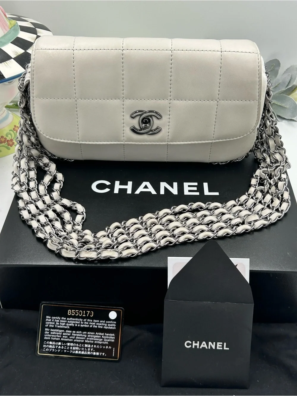 Women's vintage Chanel multi chain quilted flap bag made in Italy PRISTINE